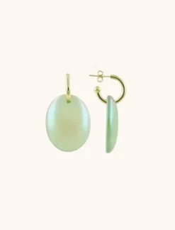 Mint Holo Oorbellen Closed Bugle Oval Xs