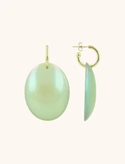 Mint Holo Oorbellen Closed Bugle Oval L