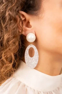 Mix Matte Kristal Parel Oorbel Ronde Open Teardrop S