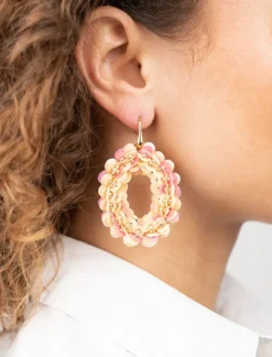 Mix Roze Oorbellen Sequin Ovaal M
