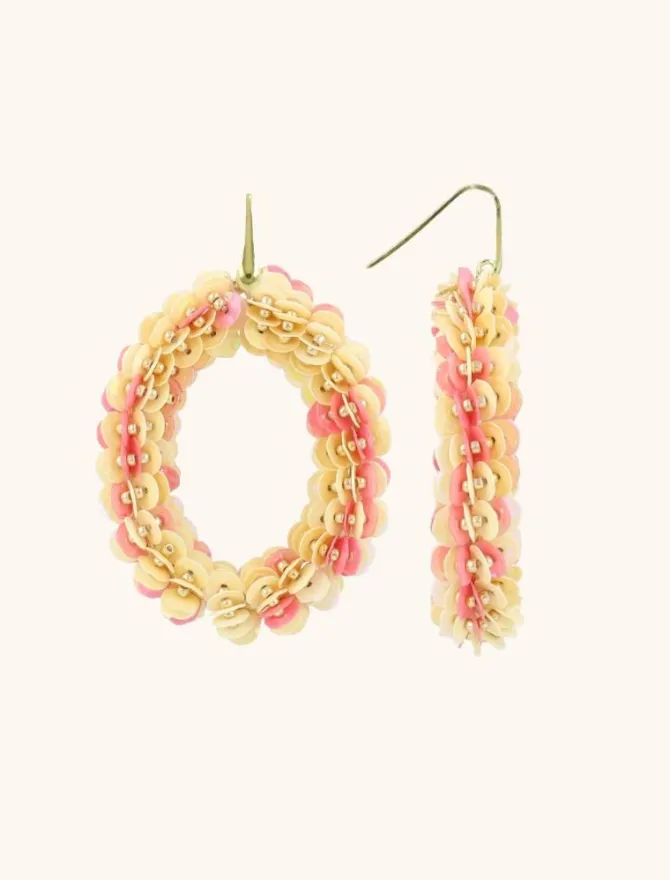 Mix Roze Oorbellen Sequin Ovaal Xl