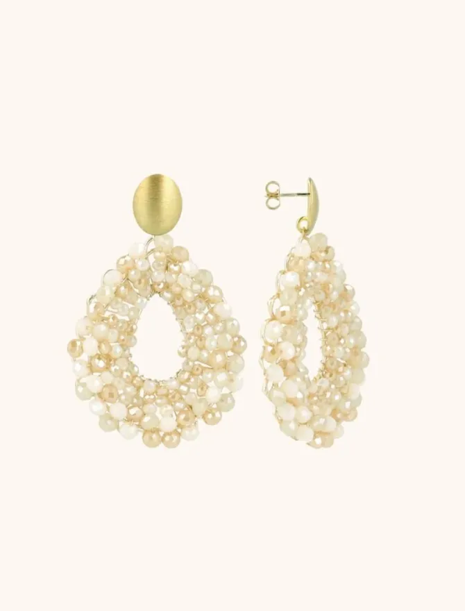 Mixed Beige Oorbellen Babs Druppel