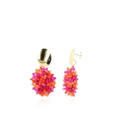 Mixed Fuchsia Oorbellen Jazz Ovaal S