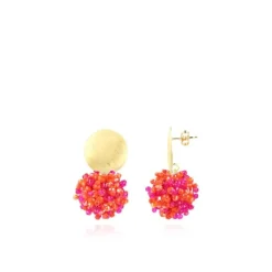 Mixed Fuchsia Oorbellen Louise Glassberry Globe L Double Stones Tonal