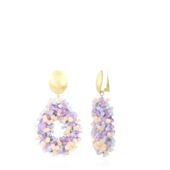 Mixed Paars Oorbellen Clip Louise Glassberry Druppel L Double Stones Tonal