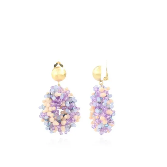 Mixed Paars Oorbellen Clip Louise Glassberry Druppel S Double Stones Tonal