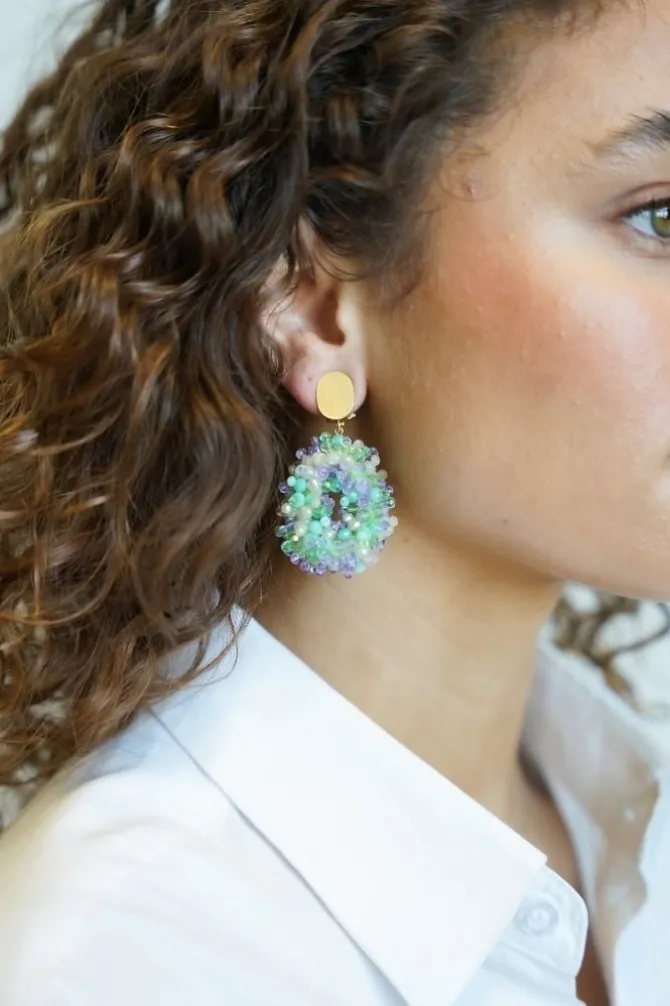 Mixed Turquoise Oorbellen Clip Louise Glassberry Druppel S Double Stones Tonal