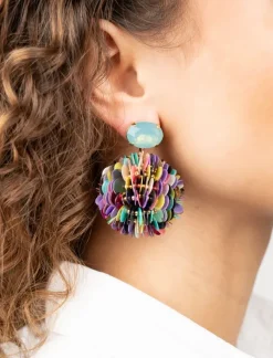 Multi Mix Oorbellen Sequin Globe L Strass