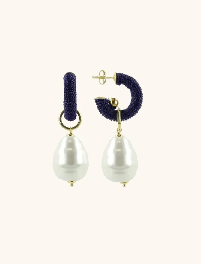 Navy Blauwe Oorbellen Creole Xs Parel Apollo