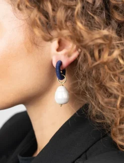 Navy Blauwe Oorbellen Creole Xs Parel Apollo