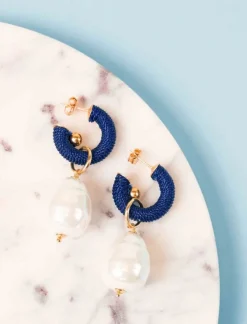 Navy Blauwe Oorbellen Creole Xs Parel Apollo