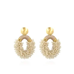Nude Oorbellen Combi Oval M Double Stones