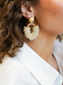 Nude Oorbellen Combi Oval M Double Stones