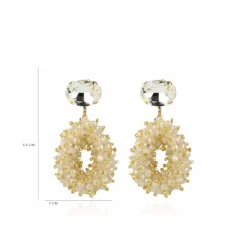 Nude Oorbellen Double Stones Strass Drop S