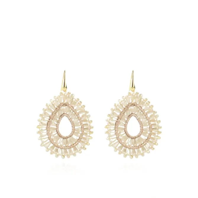 Nude Oorbellen Silk Drop Double Crystal