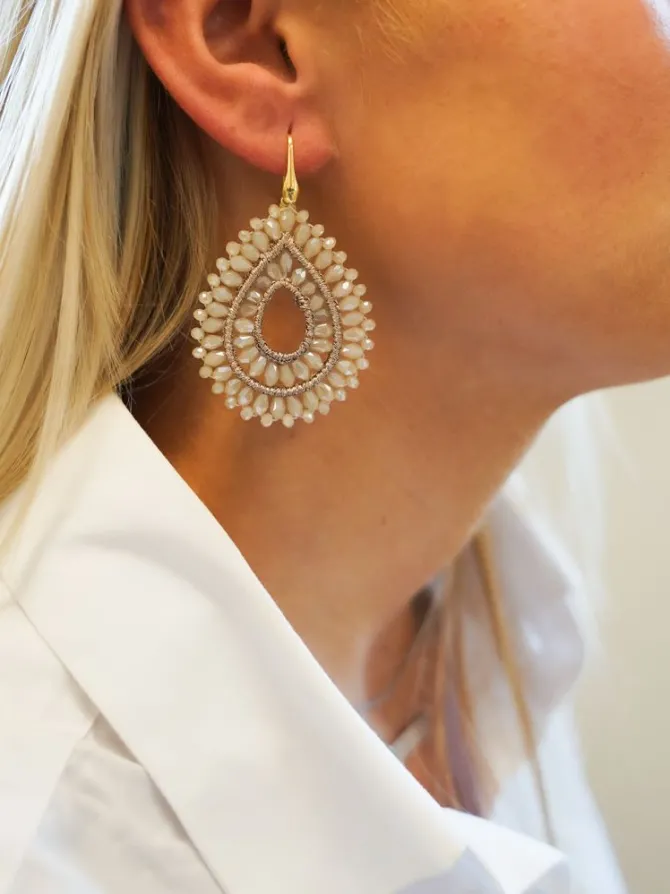 Nude Oorbellen Silk Drop Double Crystal