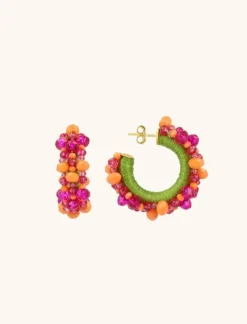 Oranje Fuchsia Oorbellen Brecht Creool S