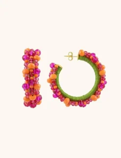 Oranje Fuchsia Oorbellen Brecht Creool M
