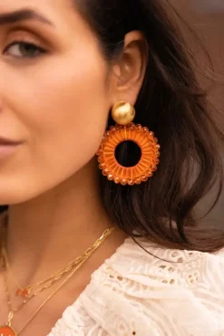 Oranje Oorbellen Ann-Mary Cirkel Dubbel L Lion