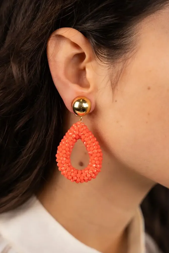 Oranje Oorbellen Berry Druppel L Clip