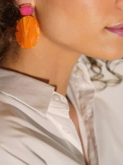 Oranje Oorbellen Celia Strass Ovaal