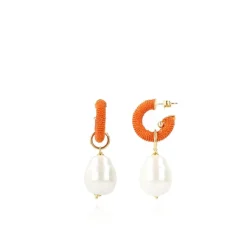 Oranje Oorbellen Gaia Creool Xs Parel