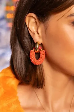 Oranje Oorbellen Yara Ovaal M Luxe