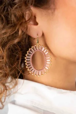 Oud Roze Oorbellen Naomi Ovaal M