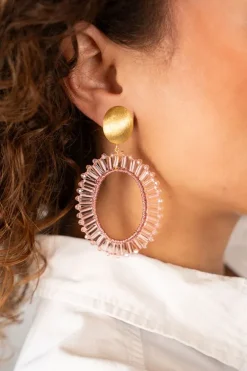 Oud Roze Oorbellen Tonal Naomi Ovaal L Clip
