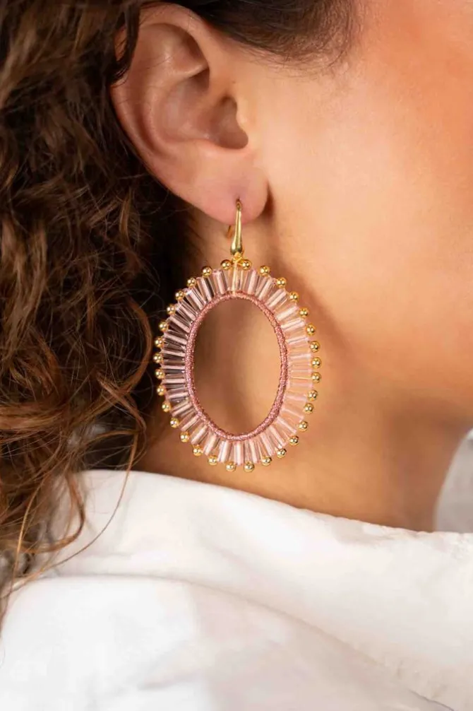 Oud Roze Oorbellen Tonal Naomi Ovaal L
