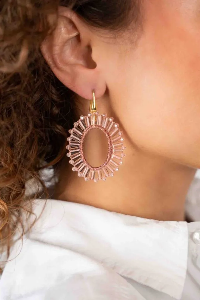 Oud Roze Tonal Oorbellen Naomi Ovaal Flat S