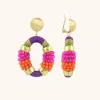 Paarse Fuchsia Oorbellen Caroline Ovaal M Premium Clip
