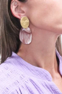 Parel Oorbellen Sara Asymetric Oval L