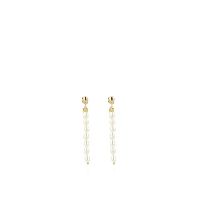 Parel Oorbellen Vertical Bar Ovoid