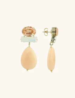Peach Oorbellen Ovaal Vintage Opal Druppel L