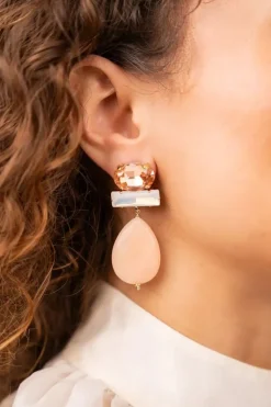 Peach Oorbellen Ovaal Vintage Opal Druppel L