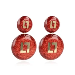 Rode Glitter Oorbellen Larissa Logo