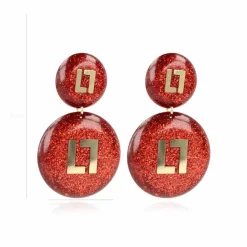 Rode Glitter Oorbellen Larissa Logo