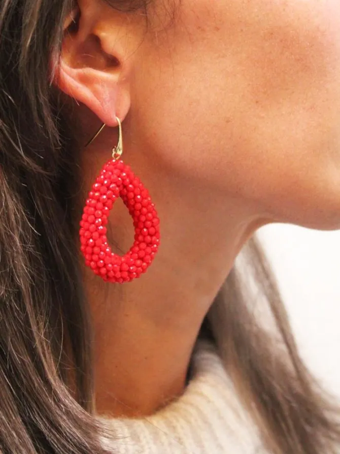 Rode Oorbellen Maxi Glassberry Druppel L