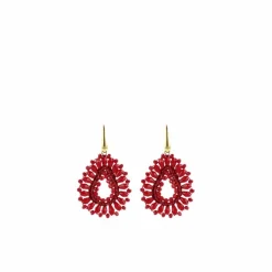 Rode Oorbellen Robin Silk Drop Crystal S