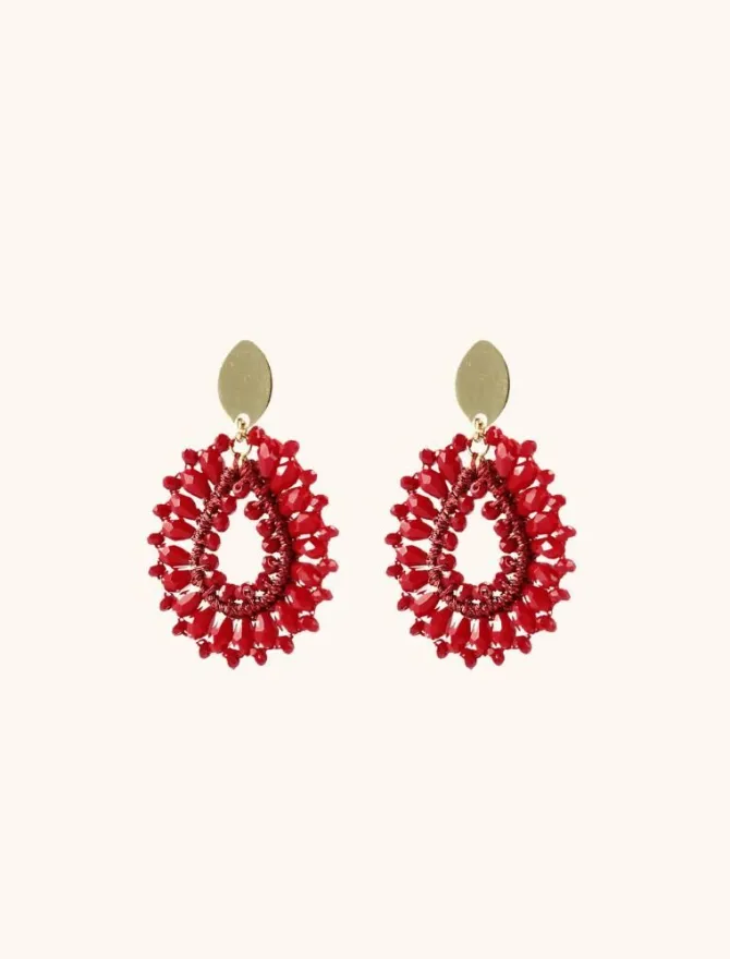 Rode Oorbellen Robin Silk Drop Crystal S