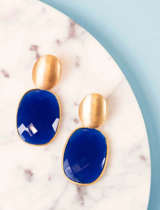 Royal Blauwe Oorbellen Pendant Square Jane