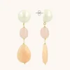 Roze En Peach Parel Oorbellen Ronde Druppel L Met Ovoid
