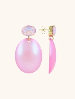 Roze Holo Oorbellen Closed Bugle Oval L Angie