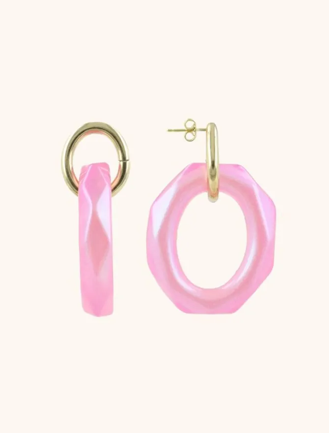 Roze Holo Oorbellen Debby Ovaal L