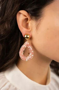 Roze Oorbellen Berry Druppel L Clip