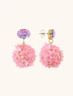 Roze Oorbellen Daisy Globe L Flower Strass