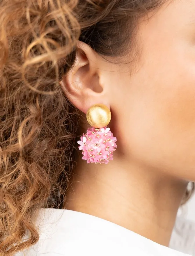 Roze Oorbellen Daisy Globe M Flower