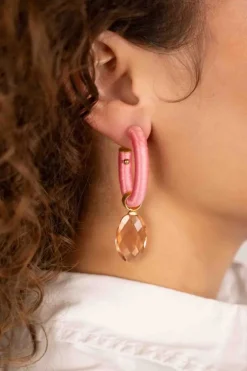 Roze Oorbellen Evy Creool Ovaal M Roze