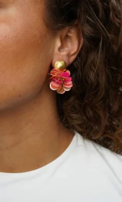 Sequin Oorbellen Fuchsia Tangerine Laure Globe S